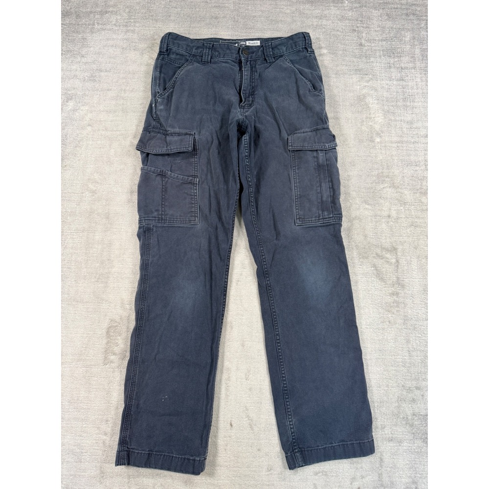 Carhartt Pants Mens 30x32 Blue Cargo Rugged Flex Relaxed Canvas Work Stretch